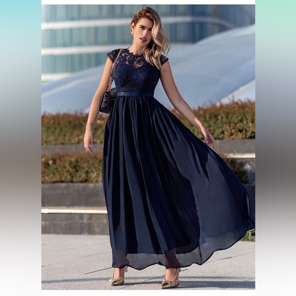 Miusol Women's Formal Floral Lace Maxi Dress